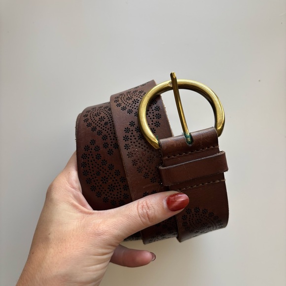 Lucky Brand Brown Leather Belt with Gold Buckle - Picture 3 of 3